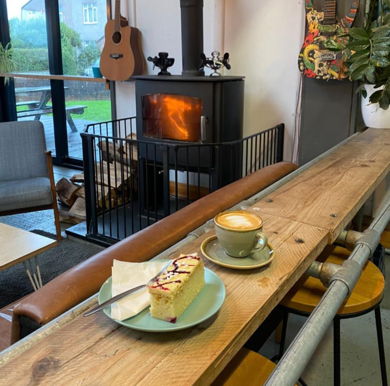 Coffee, cake and a warm fire